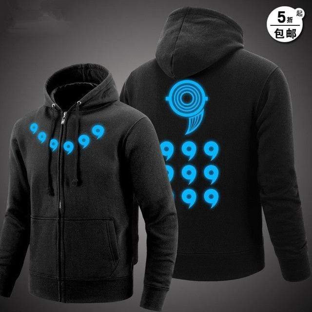 Black/ Neon Blue Naruto Zip Hoodie anime-store